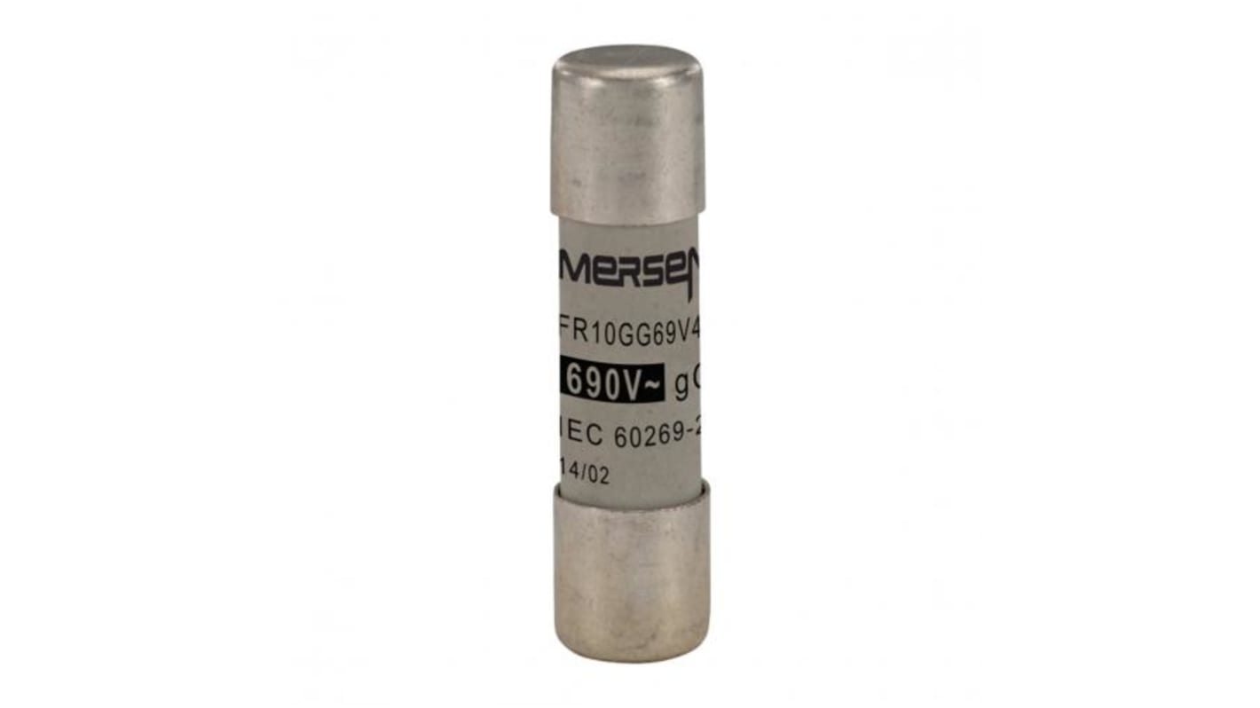 Mersen 4A Slow-Blow Ceramic Cartridge Fuse, 10 x 38mm