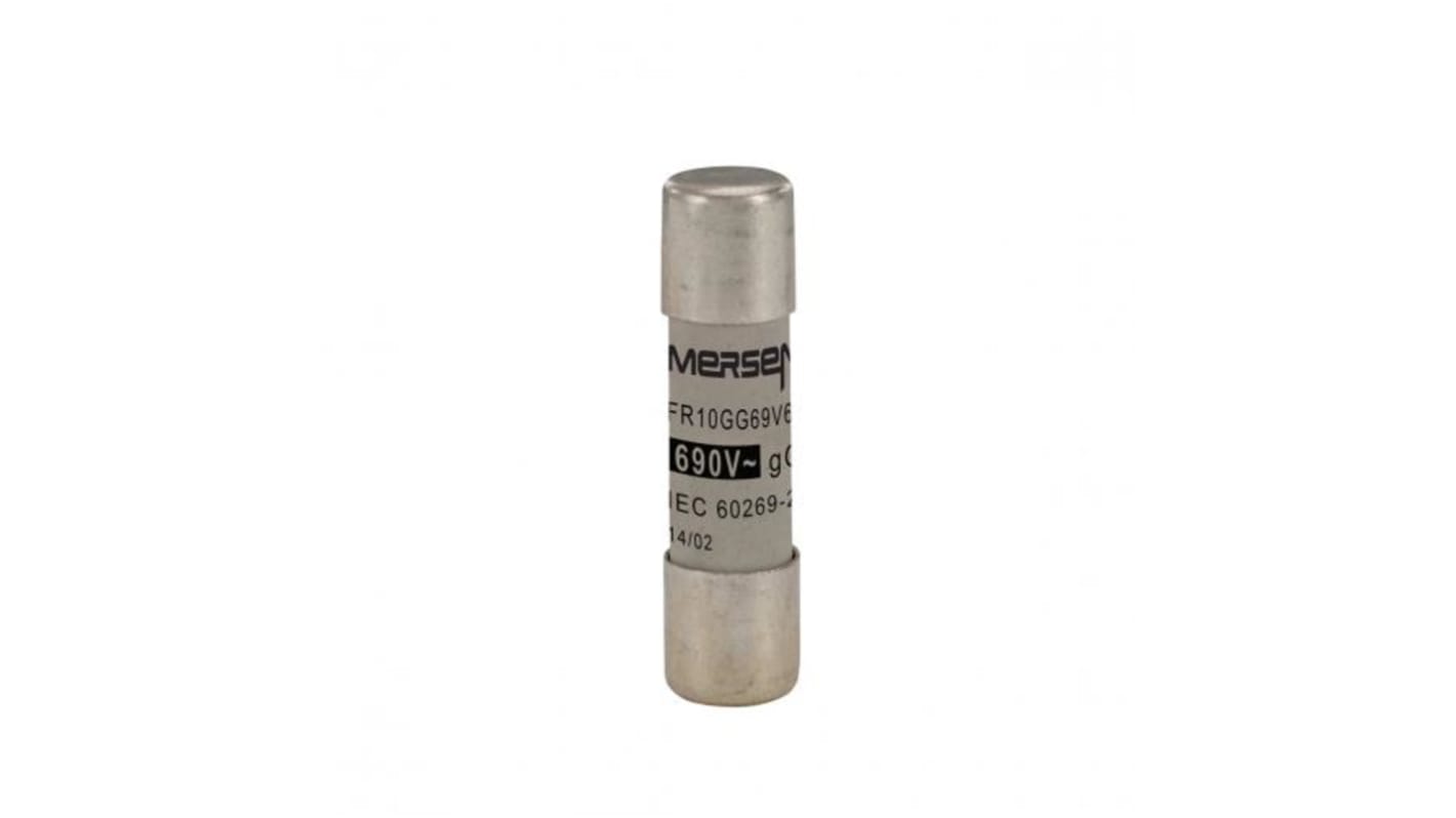 Mersen 6A Slow-Blow Ceramic Cartridge Fuse, 10 x 38mm