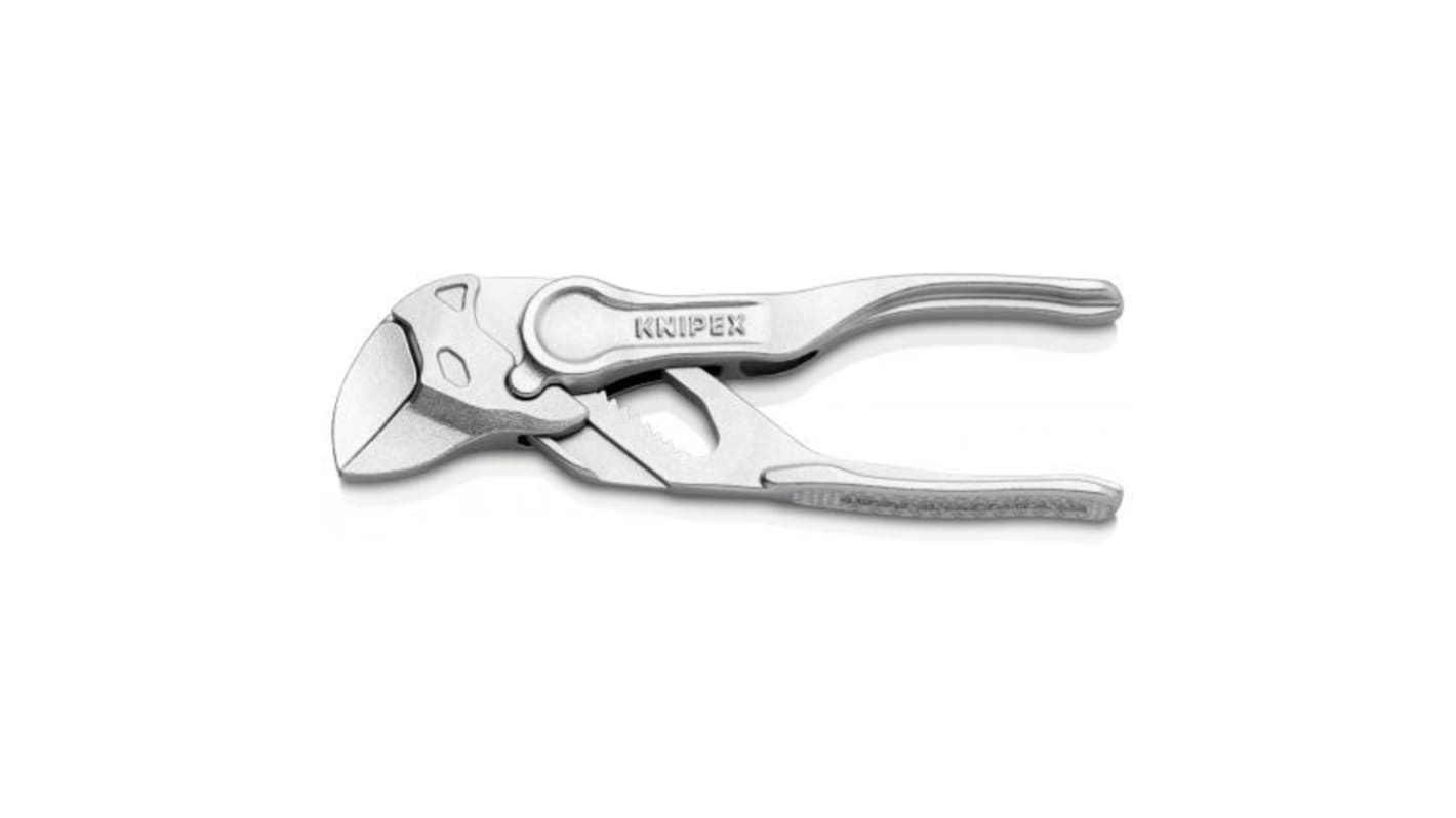 86 04 100 Knipex XS Plier Wrench, 100 mm Overall, Angled, Straight