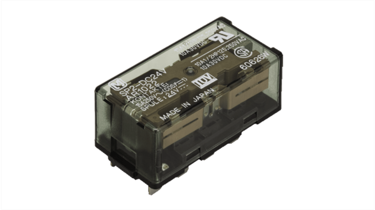 Panasonic Plug-In Mount Non-Latching Relay, 24V dc Coil, 12.5mA Switching Current, DPDT