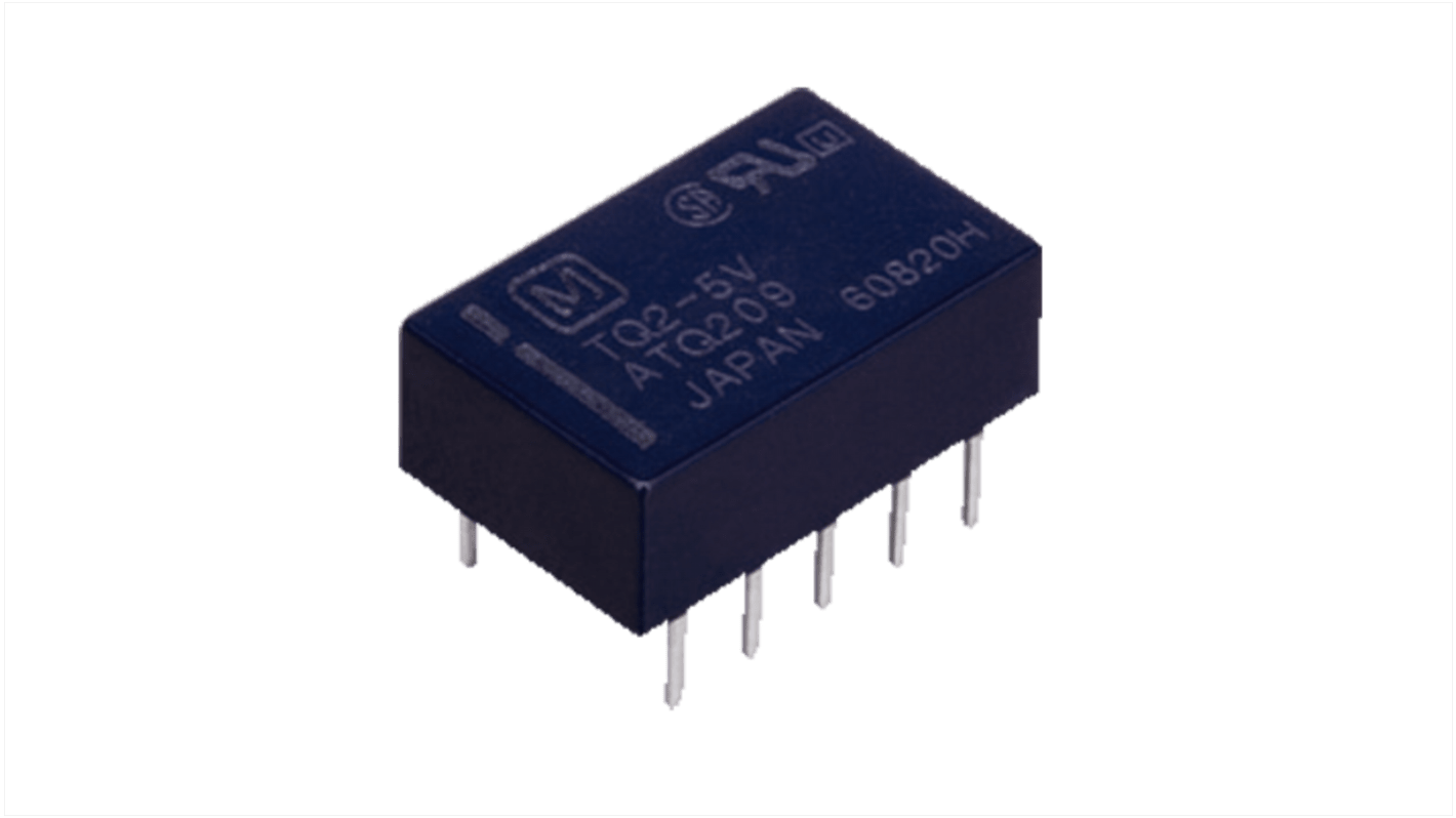 Relé sin enclavamiento sin enclavamiento Panasonic, DPDT, bobina 12V dc, 11.7mA, Montaje en PCB