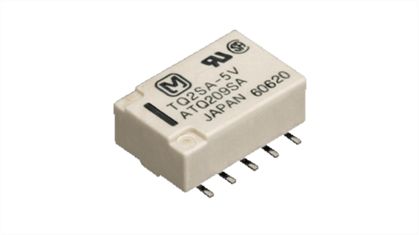 Panasonic Surface Mount Non-Latching Relay, 5V dc Coil, 28.1mA Switching Current, DPDT