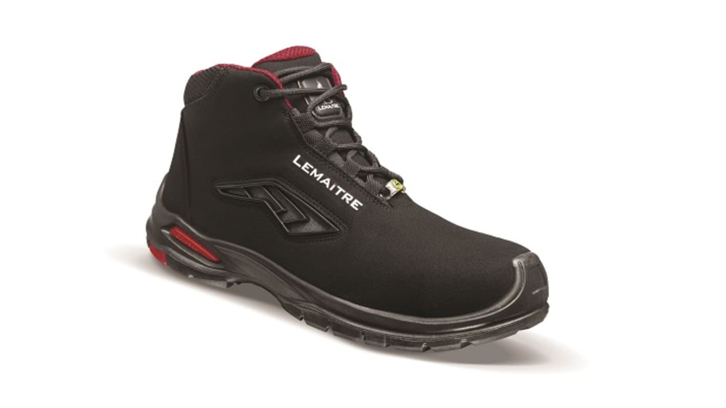 LEMAITRE SECURITE RILEY HIGH Black, Red ESD Safe Aluminium Toe Capped Unisex Safety Shoe, UK 3, EU 36