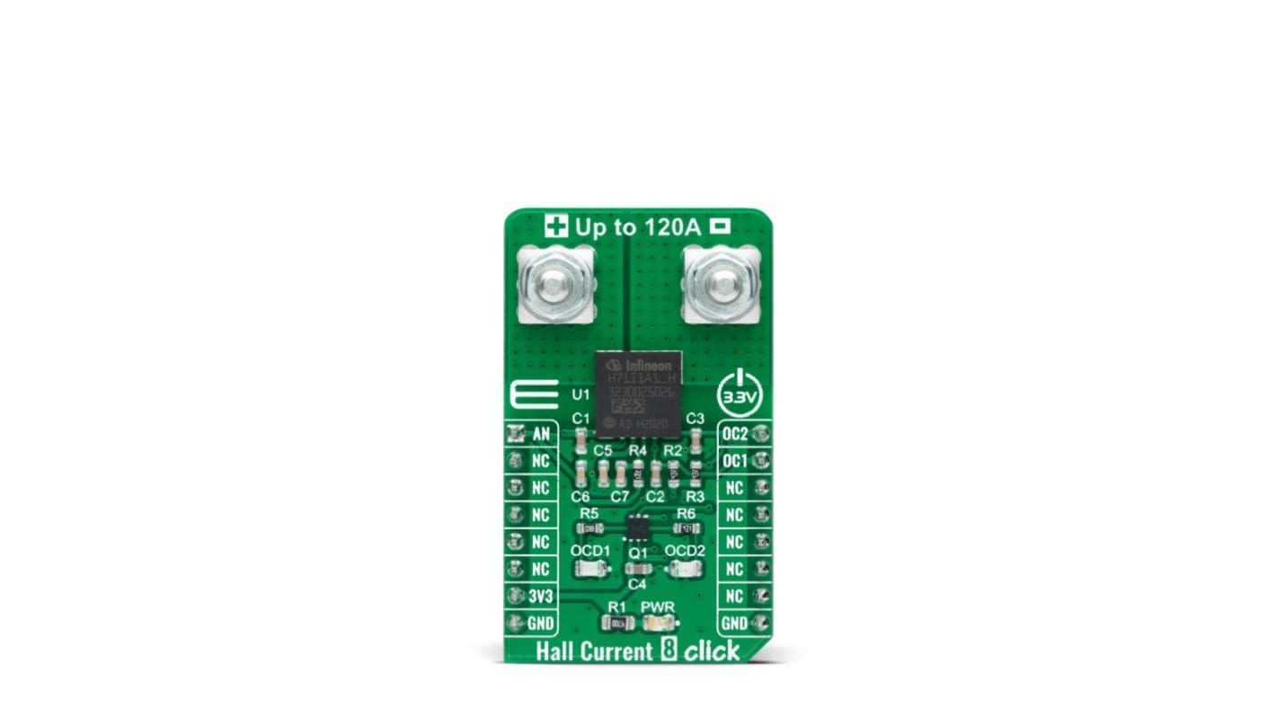 Scheda aggiuntiva Hall Current 8 Click MikroElektronika, con Sensore di corrente magnetico