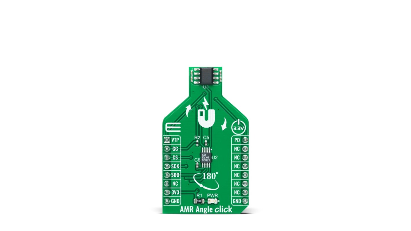 MikroElektronika AMR Angle Click Anisotropic Magnetoresistive (AMR) Sensor Add On Board for ADA4571, LTC1407 mikroBUS