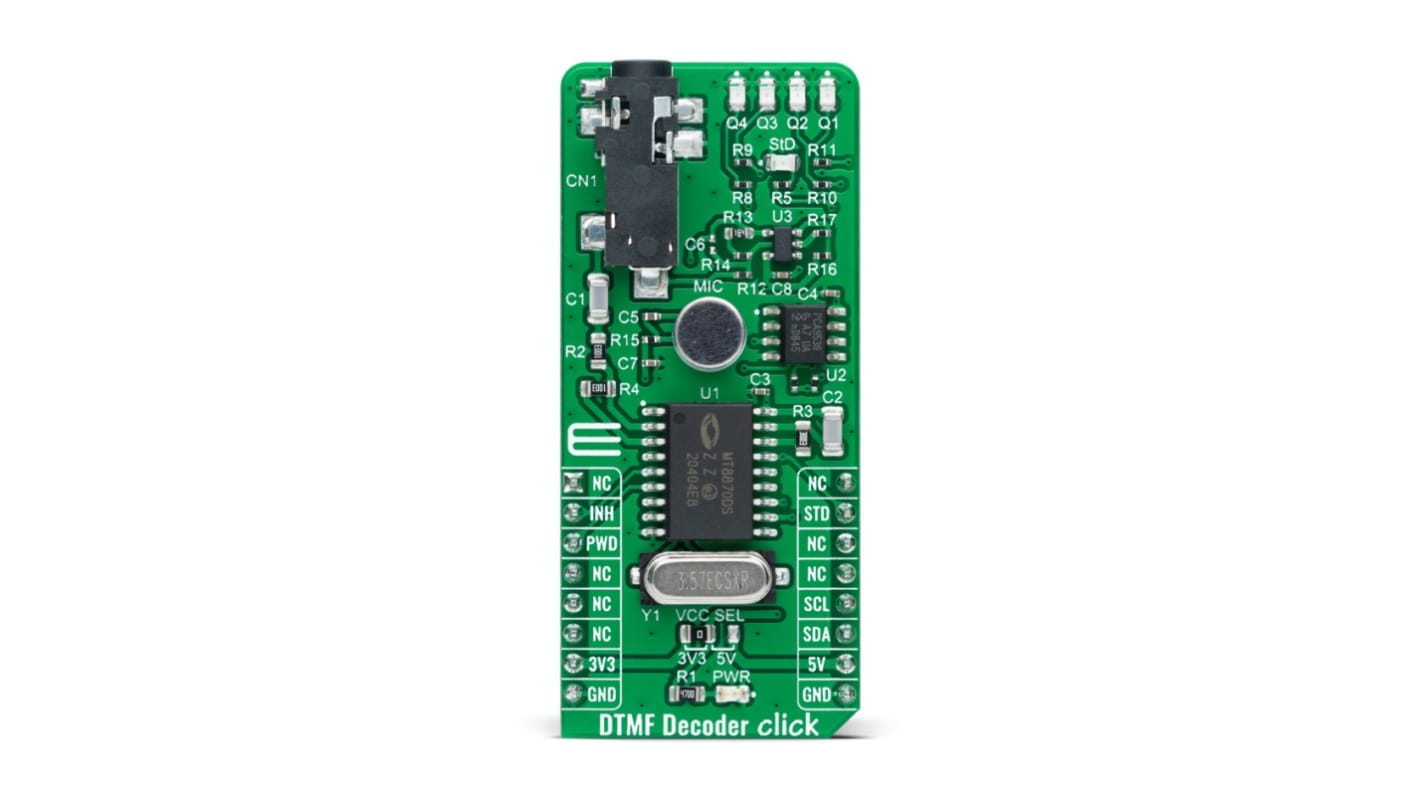 MikroElektronika DTMF Decoder Click MT8870D, PCA9536 Add On Board for mikroBUS socket 3.57MHz MIKROE-4579