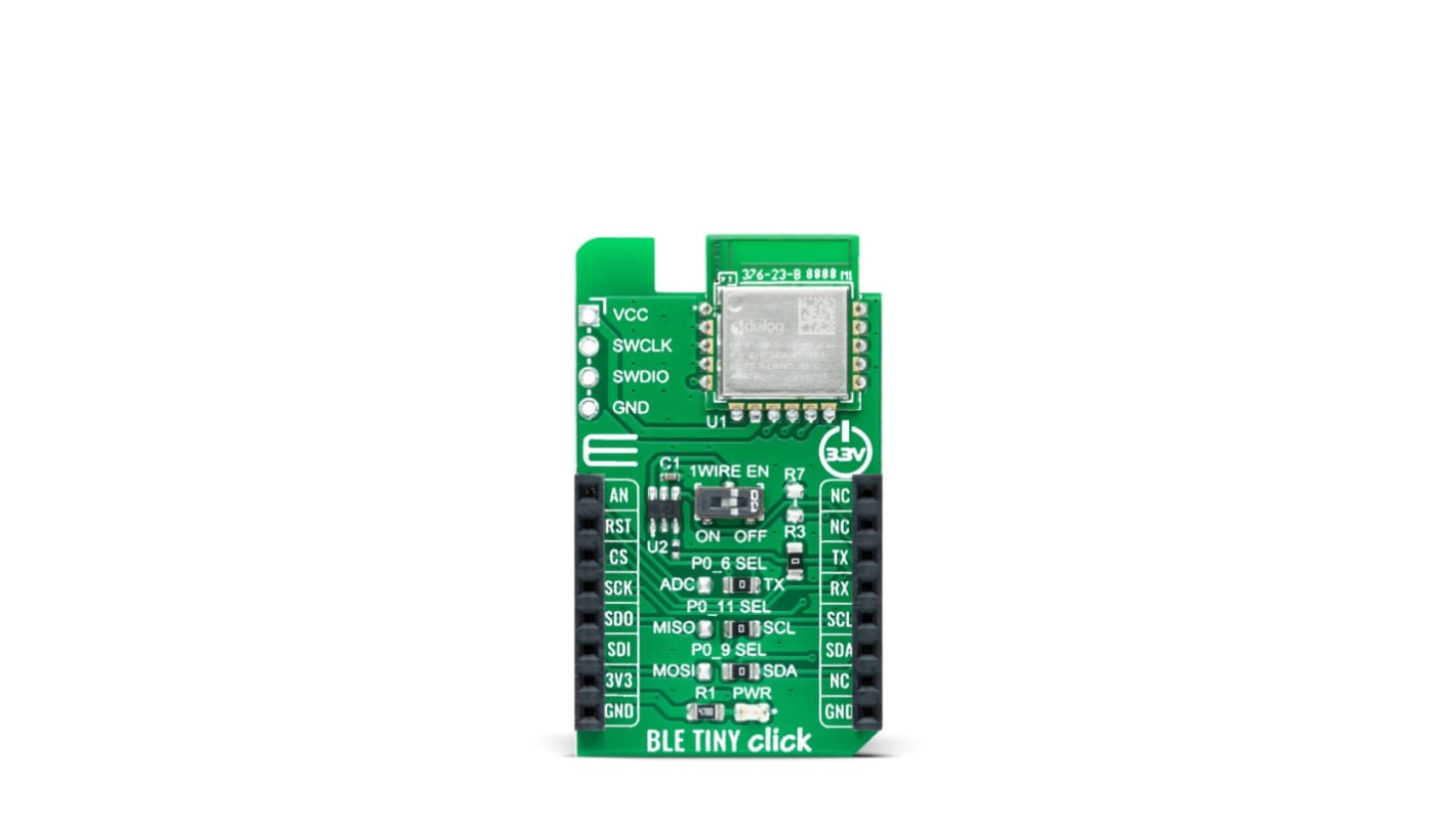 MikroElektronika BLE TINY Click 74LVC1G3157, DA14531MOD Bluetooth Smart (BLE) Add On Board for mikroBUS socket 2.4