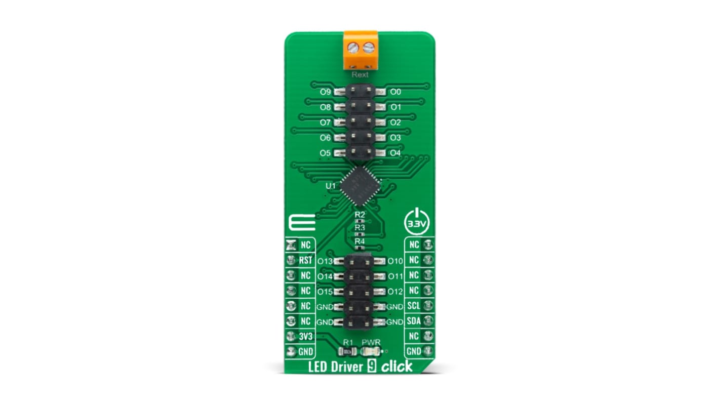 MikroElektronika MIKROE-4595, LED Driver 9 Click LED Driver Add On Board for TLC59116 for mikroBUS socket