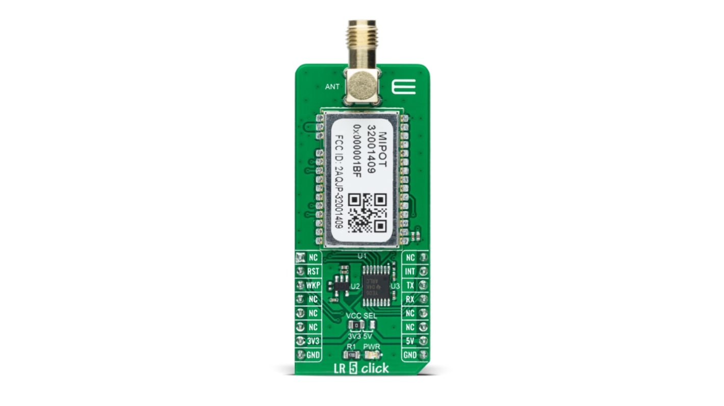 Komunikační a bezdrátový vývojový nástroj, pro LoRa, 902 → 928MHz, LoRa, LR 5 Click, MikroElektronika