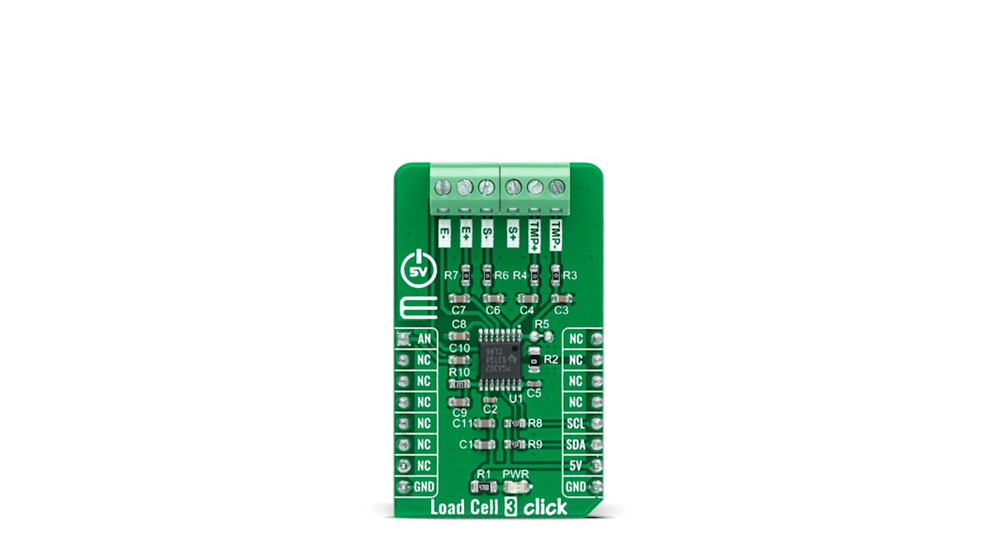 MikroElektronika Load Cell 3 Click Pressure Sensor Add On Board for PGA302 mikroBUS socket