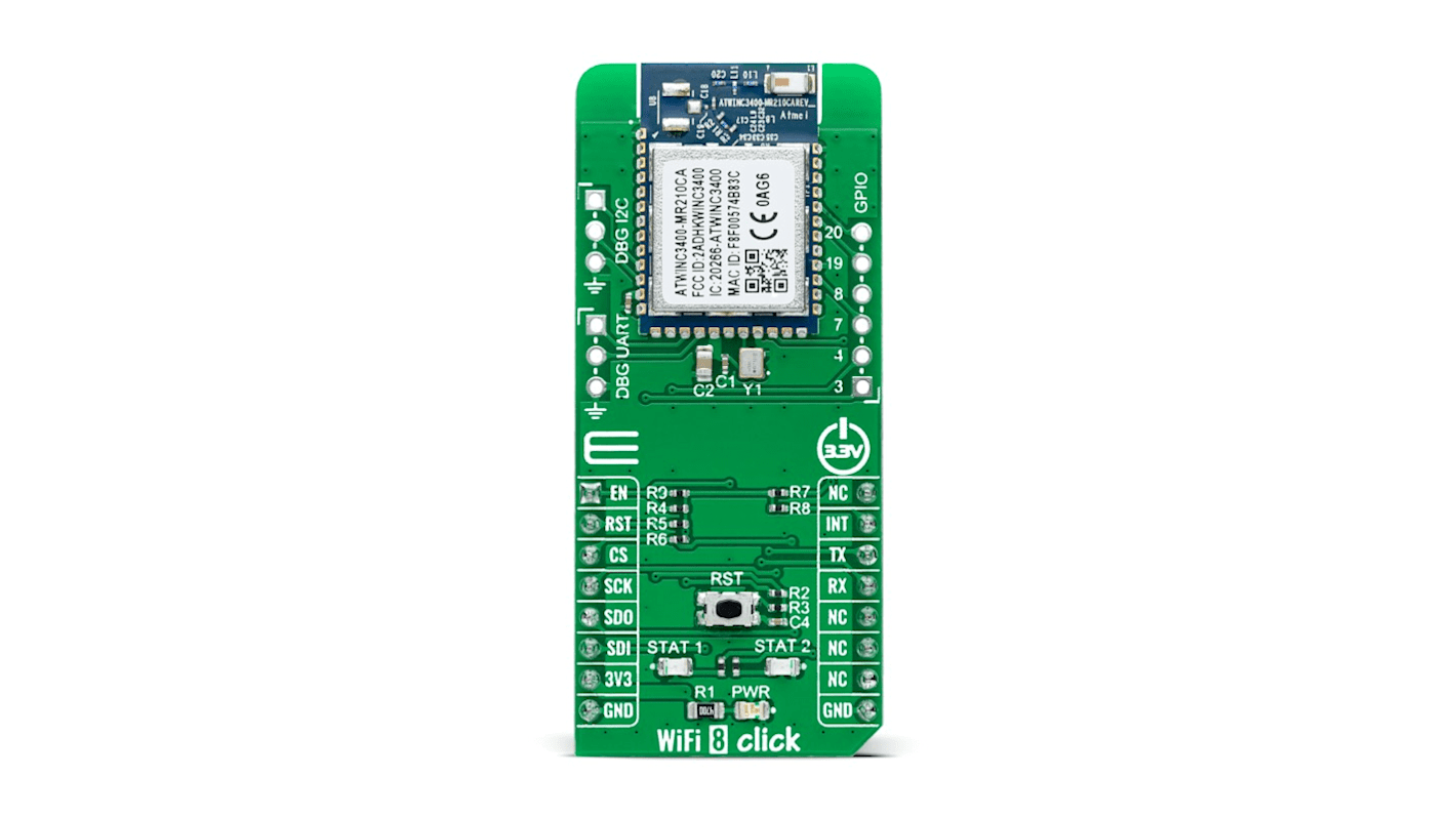 MikroElektronika WiFi 8 Click ATWINC3400-MR210CA Bluetooth Smart (BLE), WiFi Add On Board for mikroBUS socket 2.4GHz