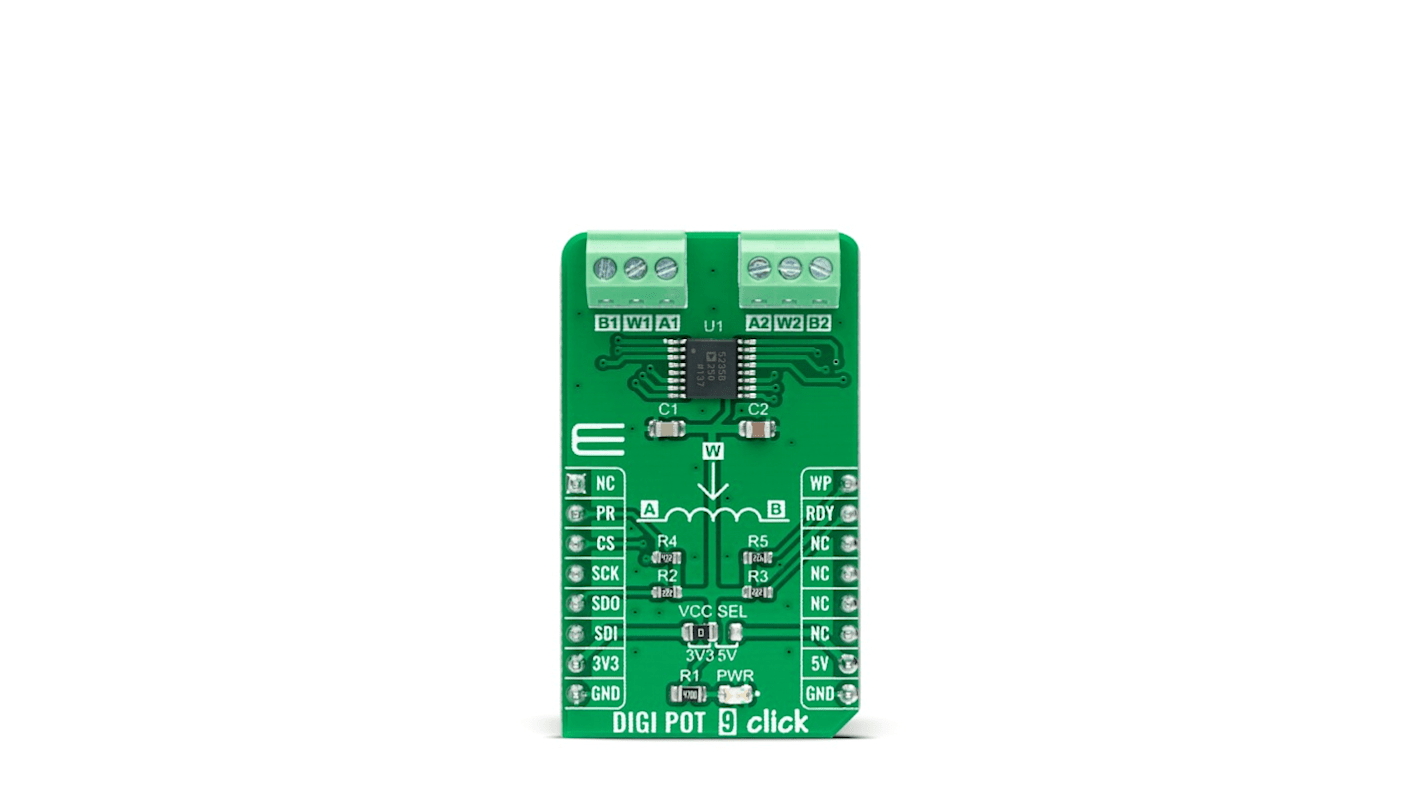 Scheda aggiuntiva per Connettore femmina mikroBUS DIGI POT 9 Click Digitally Controlled Potentiometer