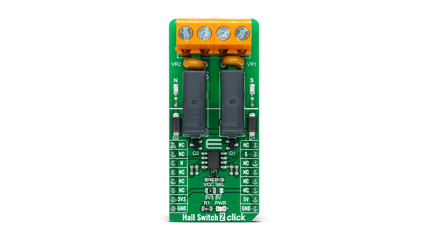 Placa complementaria Sensor de efecto Hall MikroElektronika Hall Switch 2 Click - MIKROE-4788, para usar con Conector