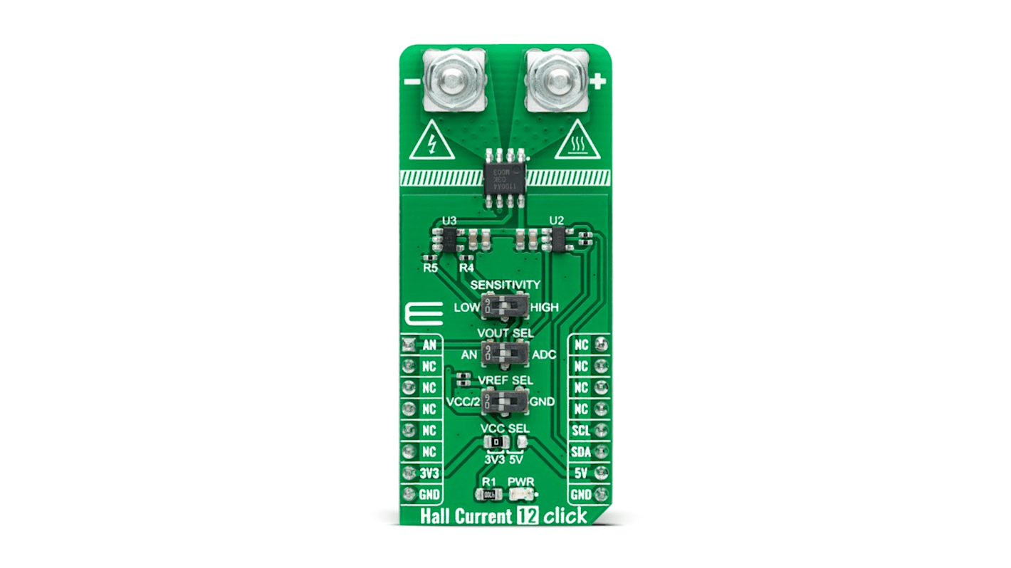 MikroElektronika LMV321, MCP3221, TMCS1100A4 Hall Current 12 Click Entwicklungskit, Hall-Effekt-Sensor für