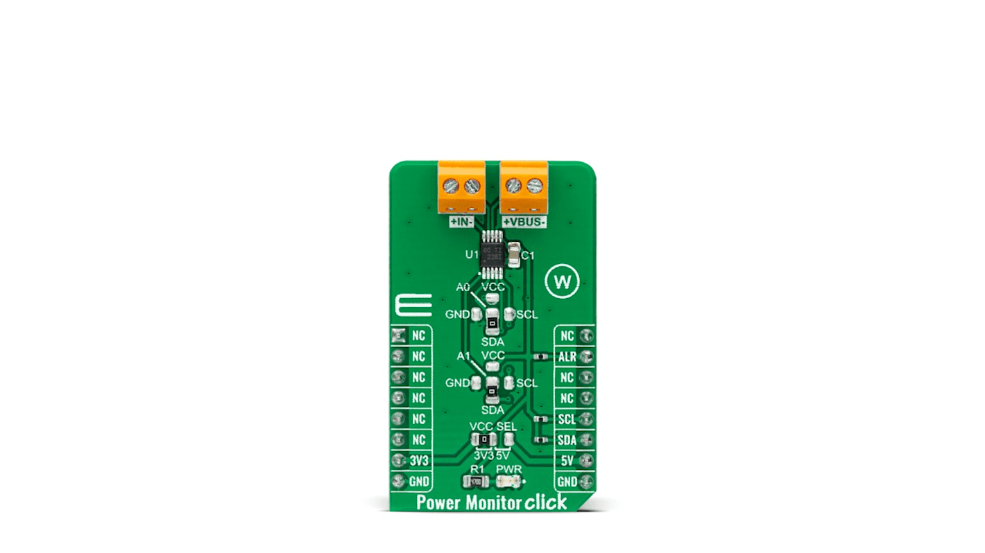 Placa complementaria Sensor ToF MikroElektronika Power Monitor Click - MIKROE-4810, para usar con Conector hembra