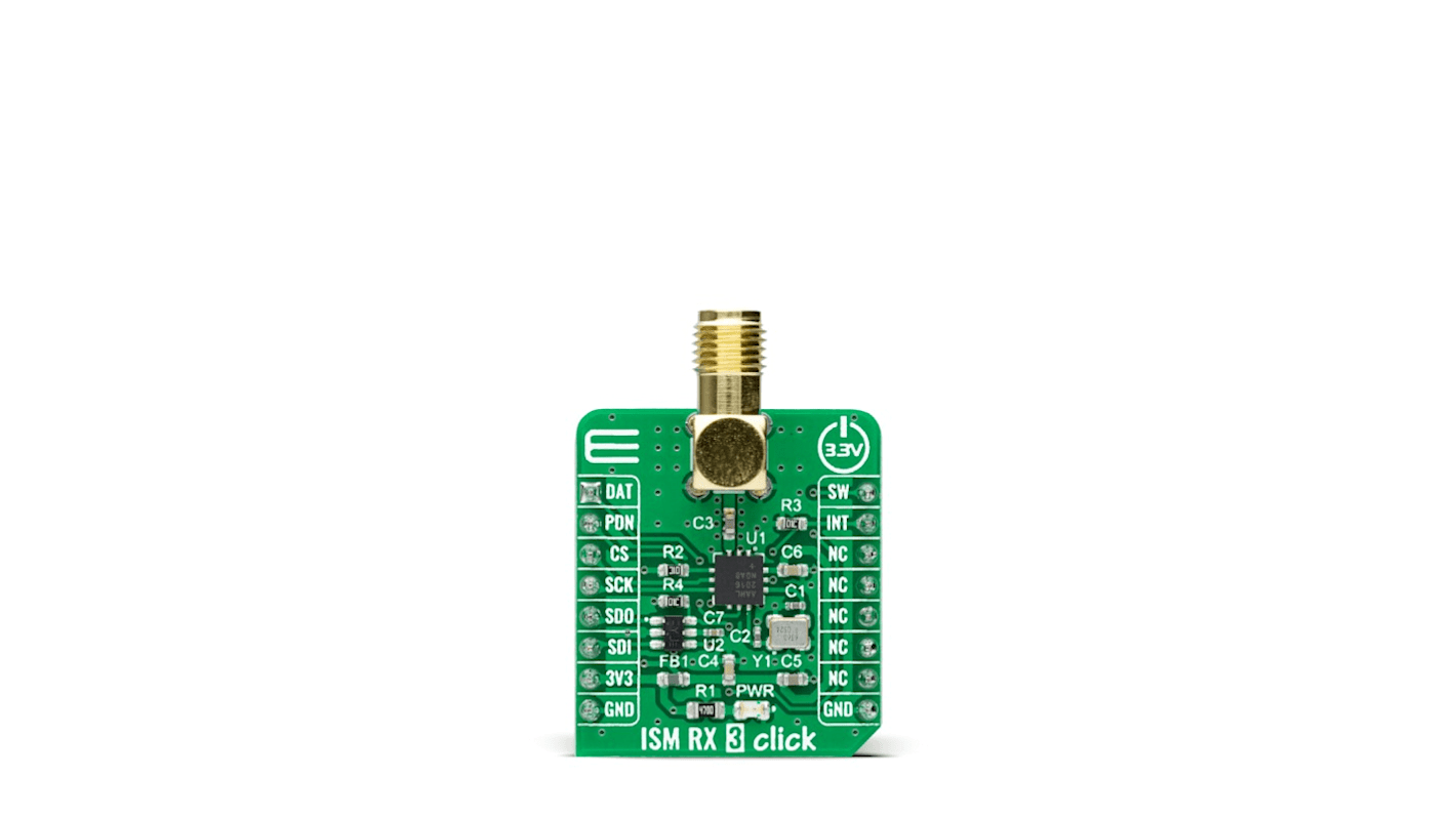 MikroElektronika ISM RX 3 Click MAX41470 RF Receiver Add On Board for mikroBUS socket 960MHz MIKROE-4828