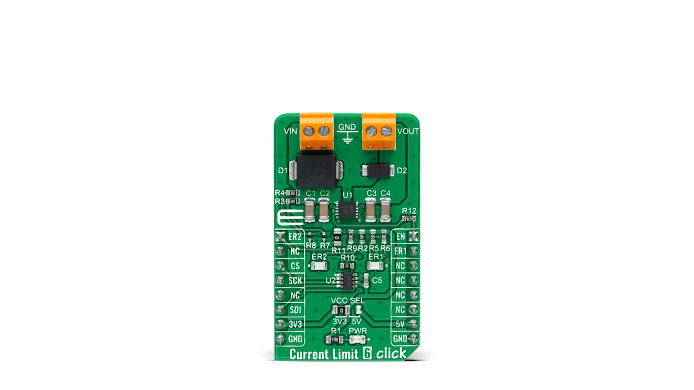 Scheda aggiuntiva Interruttore protetto per Connettore femmina mikroBUS Current Limit 6 Click MAX17608