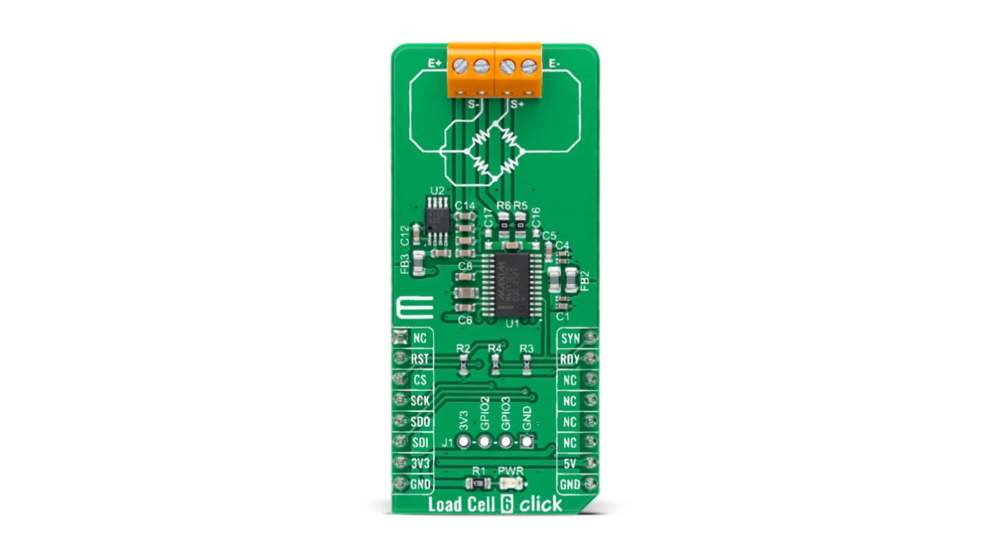 Placa complementaria Placa complementaria para sensores MikroElektronika LOAD CELL 6 CLICK - MIKROE-4940, para usar con