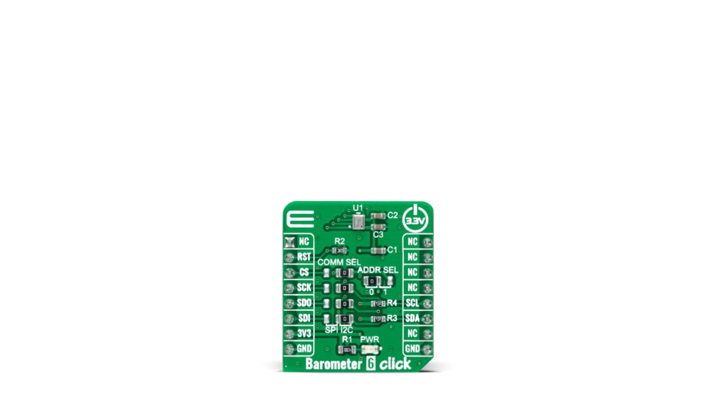 MikroElektronika 2SMPB-02E Barometer 6 Click Entwicklungskit, Luftdrucksensor für mikroBUS-Socket