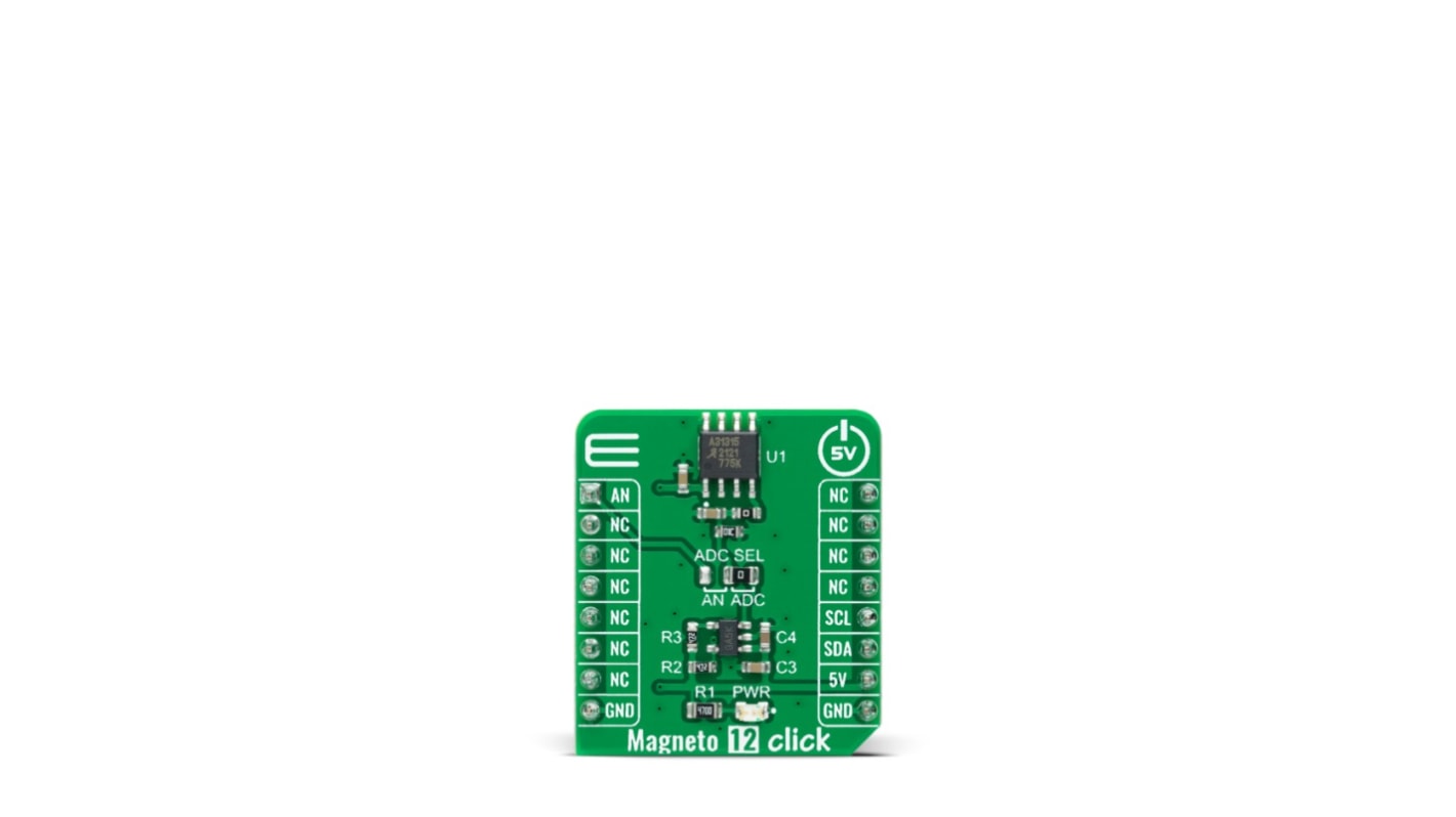 MikroElektronika Magneto 12 Click 3D Magnetic Sensor Add On Board for A31315 mikroBUS socket