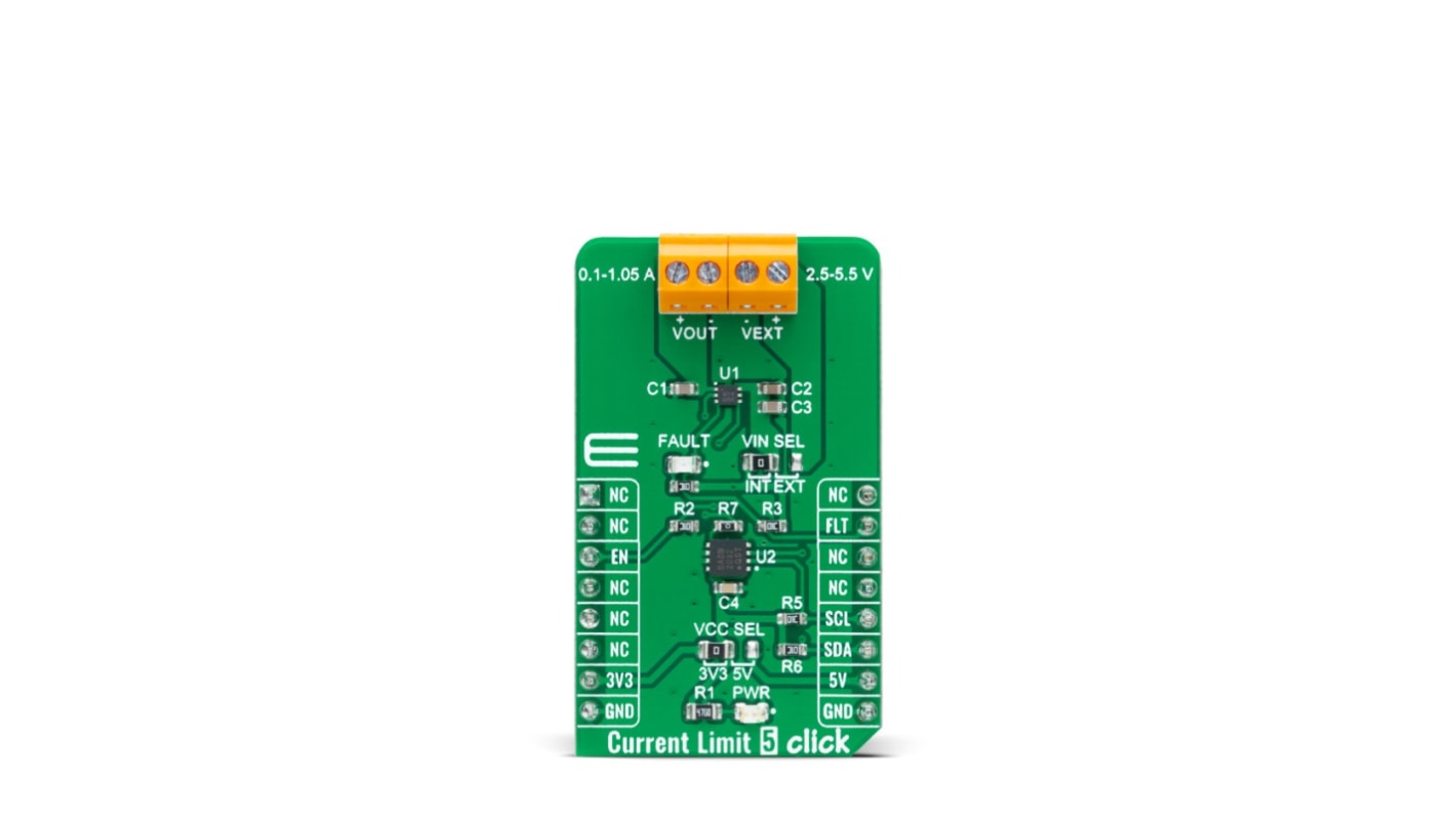 Vývojová sada pro řízení napájení, Current Limit 5 Click, Řízení spotřeby, MikroElektronika