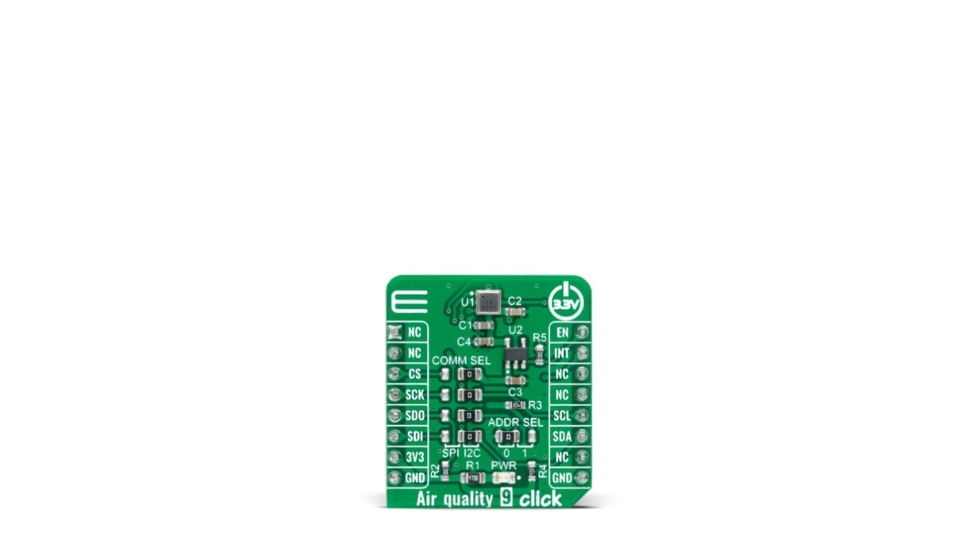 Placa complementaria Sensor de calidad de aire MikroElektronika Air quality 9 Click - MIKROE-5060, para usar con