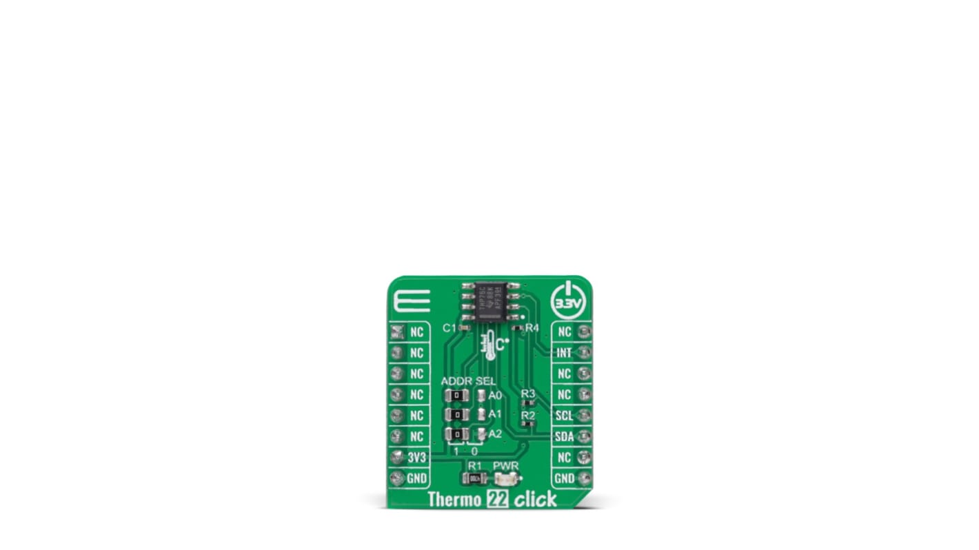 MikroElektronika TMP75C Thermo 22 Click Entwicklungskit, Temperatursensor für mikroBUS-Socket