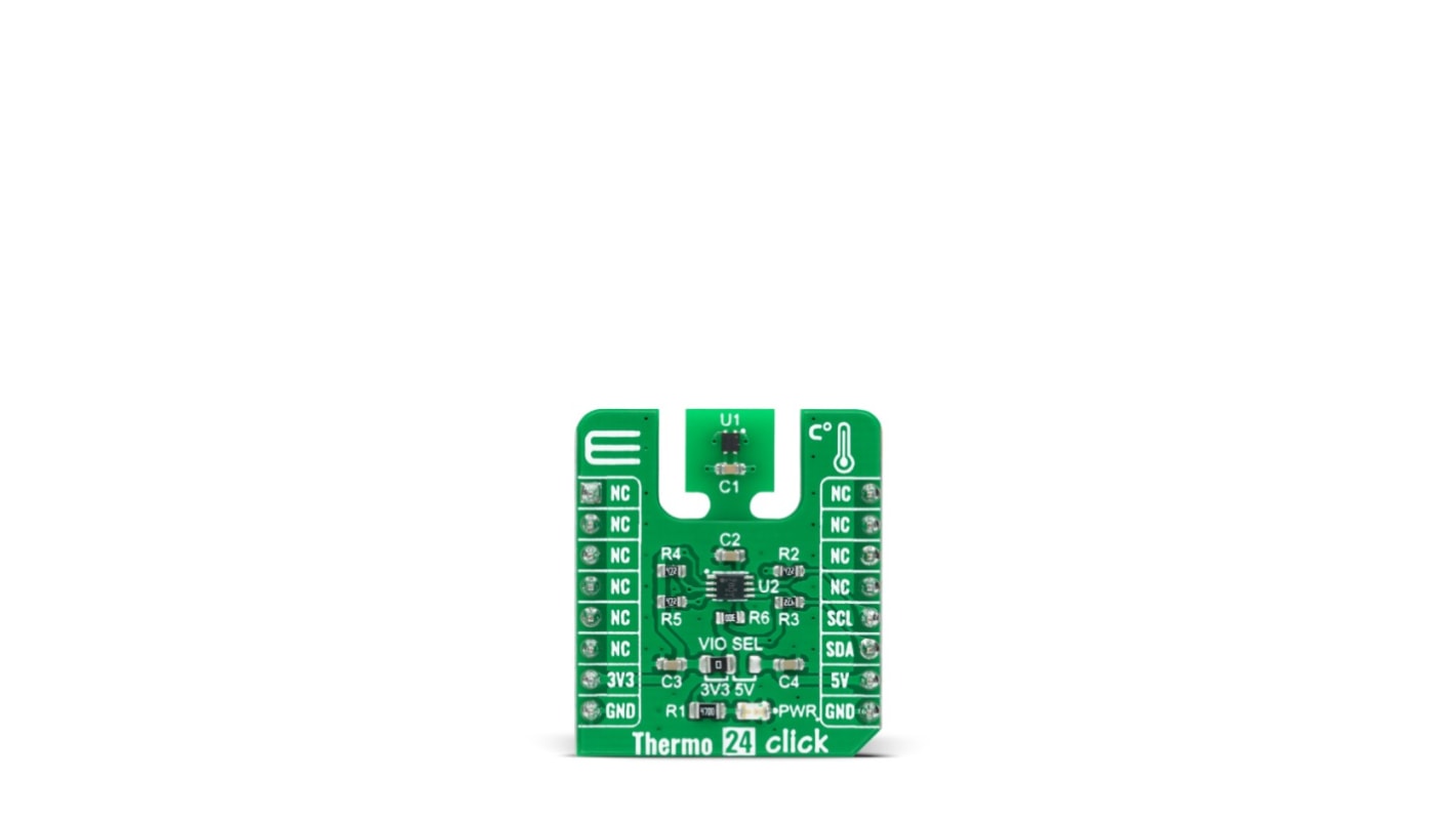 Placa complementaria Sensor de temperatura MikroElektronika Thermo 24 Click - MIKROE-5110, para usar con Conector