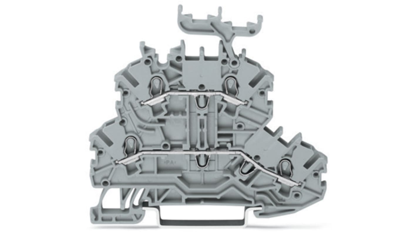 Wago TOPJOB S, 2000 Series Grey Feed Through Terminal Block, 1mm², Double-Level, Push-In Cage Clamp Termination, ATEX,