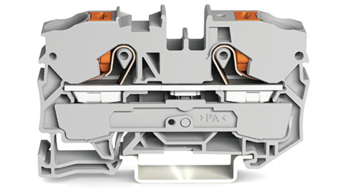 Wago TOPJOB S, 2210 Series Grey Feed Through Terminal Block, 10mm², Single-Level, Push-In Cage Clamp Termination, ATEX,