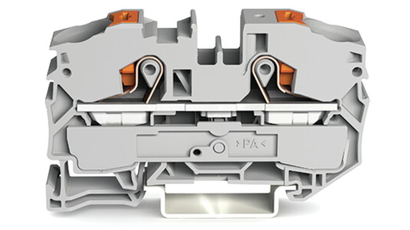 Wago TOPJOB S, 2216 Series Grey Feed Through Terminal Block, 16mm², Single-Level, Push-In Cage Clamp Termination, ATEX,