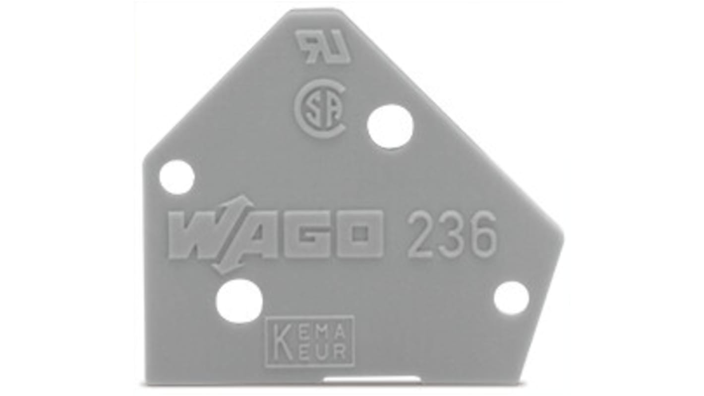 Wago プレート 236-600 236, エンドプレート for use with 基板端子台＆プラグ可能コネクタ, スナップオン