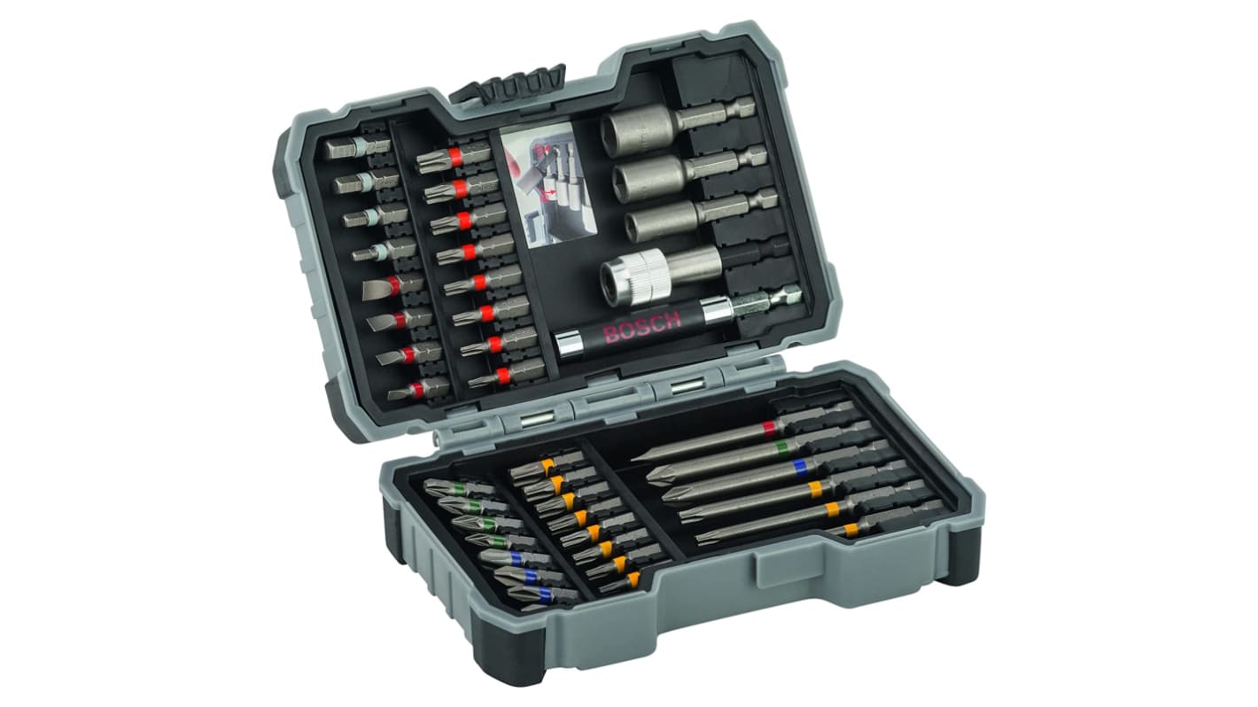 Bosch Screwdriver Bit Set 43 Pieces, Flat, Hex, Phillips, Pozidriv, Slotted, Torx