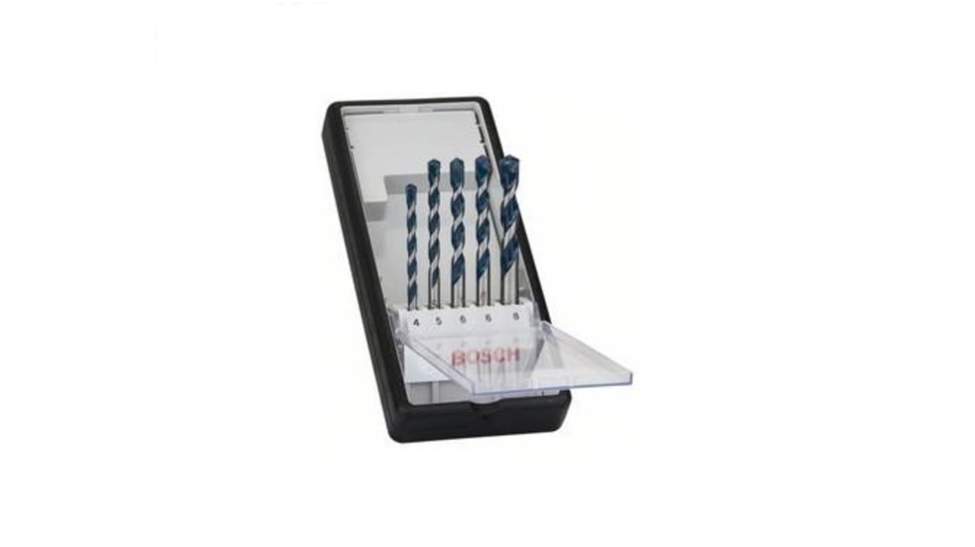 Bosch 5-Piece Masonry Drill Bit Set for Multi-Material, 8mm Max, 4mm Min, Tungsten Carbide Tipped Bits