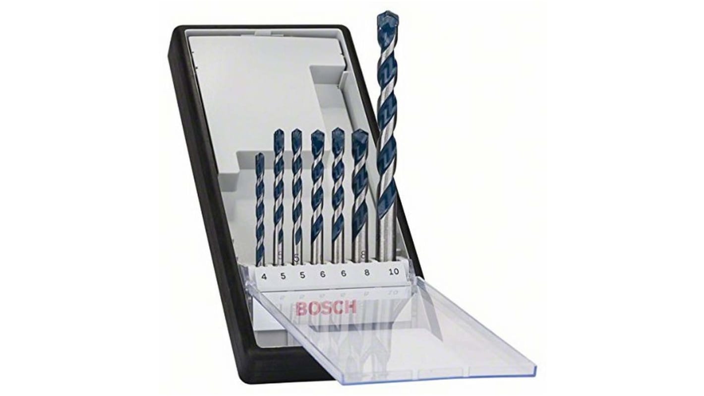 Bosch 7-Piece Masonry Drill Bit Set for Multi-Material, 10mm Max, 4mm Min, Tungsten Carbide Tipped Bits