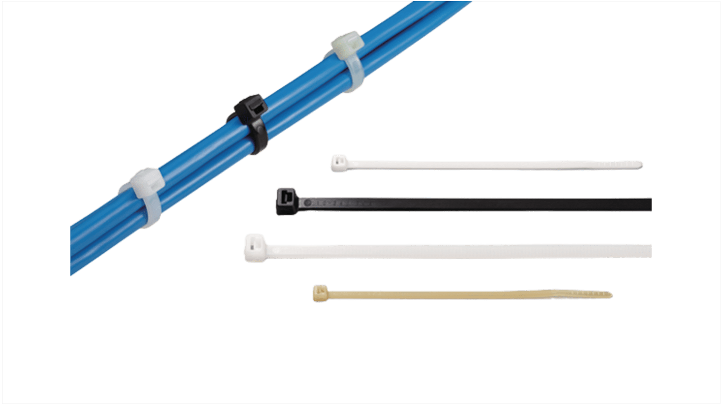 11100124 HellermannTyton Cable Tie, , 530mm x 8.9 mm, Black RS