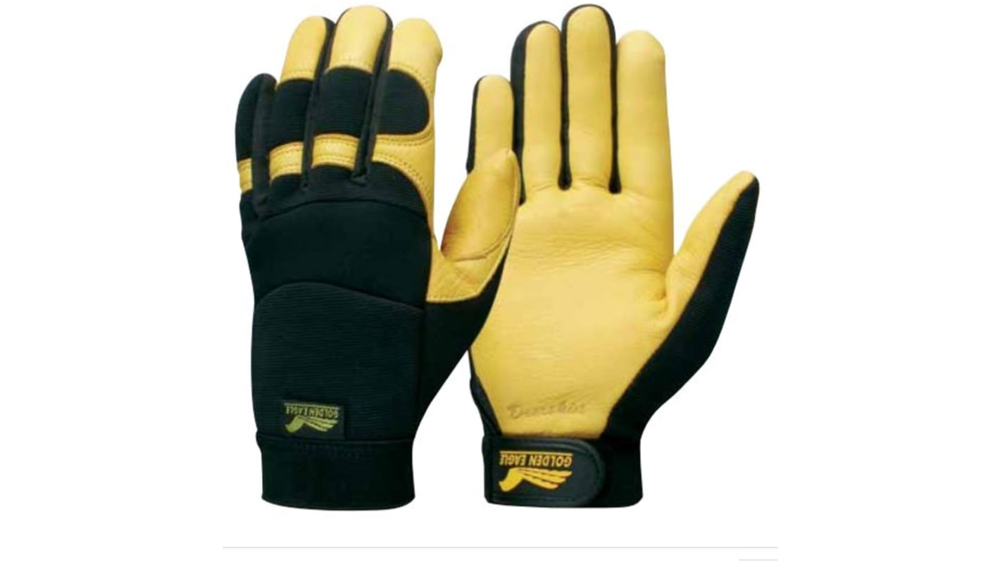 FRONTIER Black/Yellow Abrasion Resistant Work Gloves, Size 9