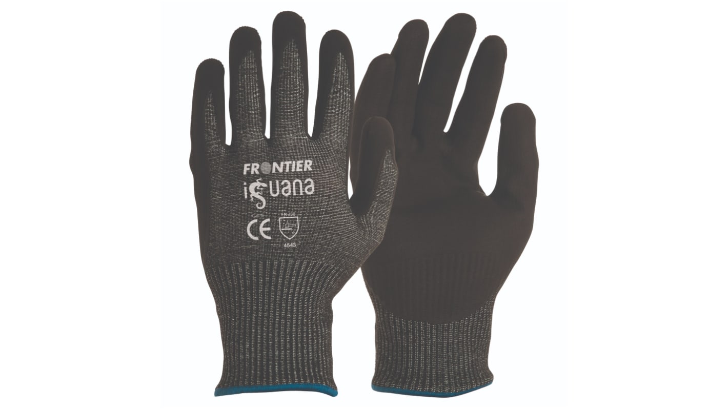 FRONTIER Black Cut Resistant Work Gloves, Size 9, Nitrile Foam Coating