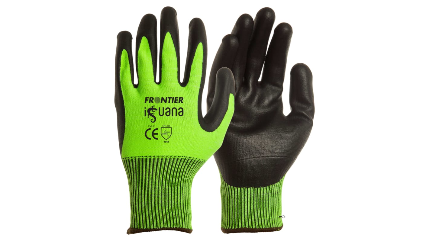 FRONTIER Lime Cut Resistant Work Gloves, Size 9, Nitrile Foam Coating