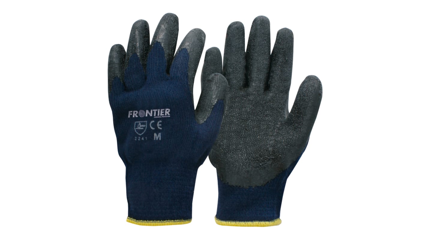 FRONTIER Blue Polycotton Work Gloves, Size 8, Latex Coating