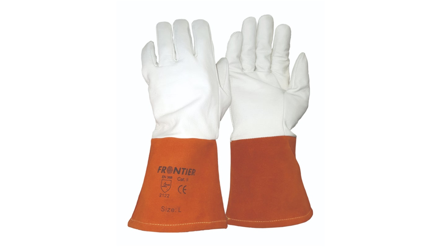 FRONTIER Grey Leather Heat Resistant Work Gloves, Size 9, Large