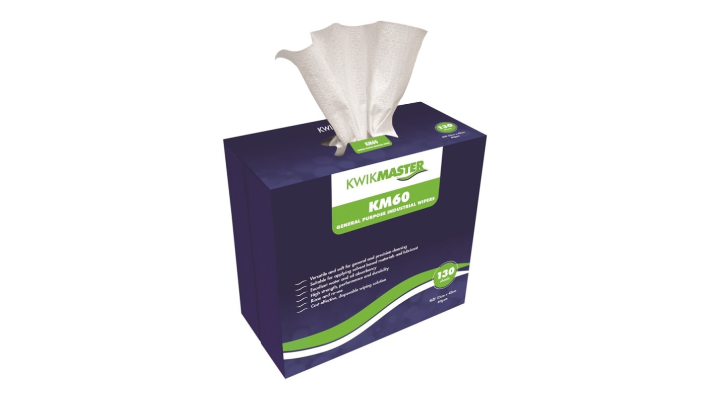 KWIKMASTER Dry Industrial Wipes, Box of 130