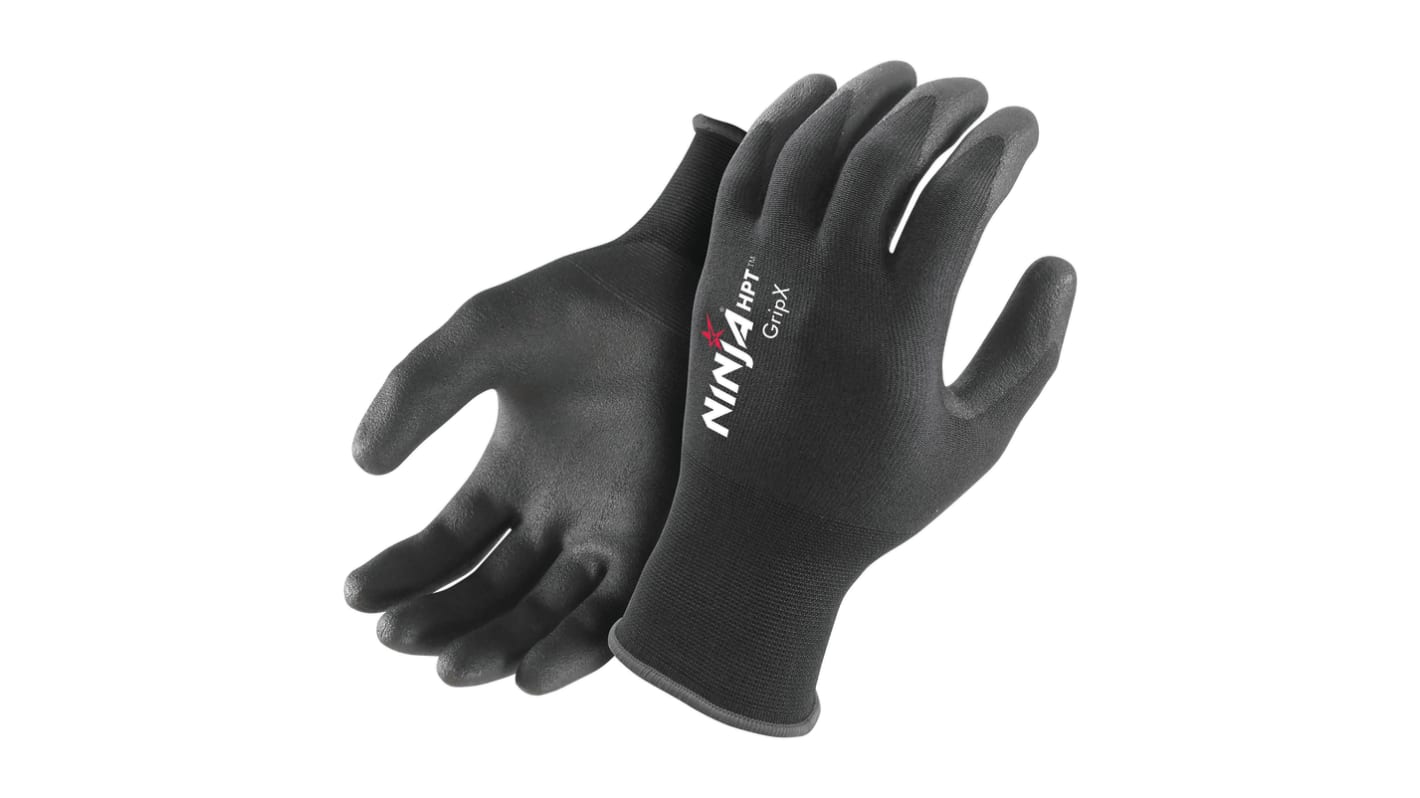 FRONTIER Black Nylon Extra Grip Work Gloves, Size 8