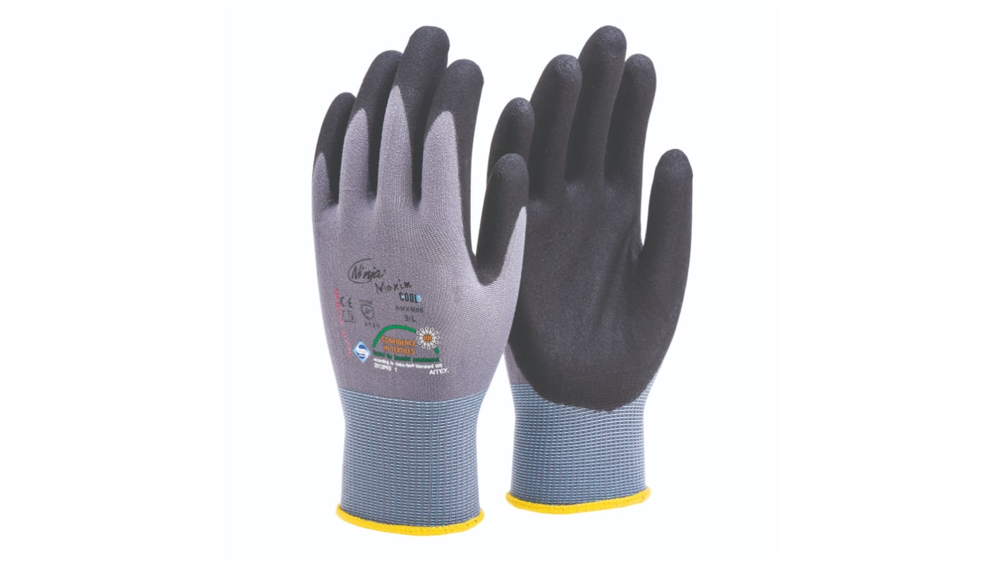 FRONTIER Grey Nylon Abrasion Resistant Work Gloves, Size 8