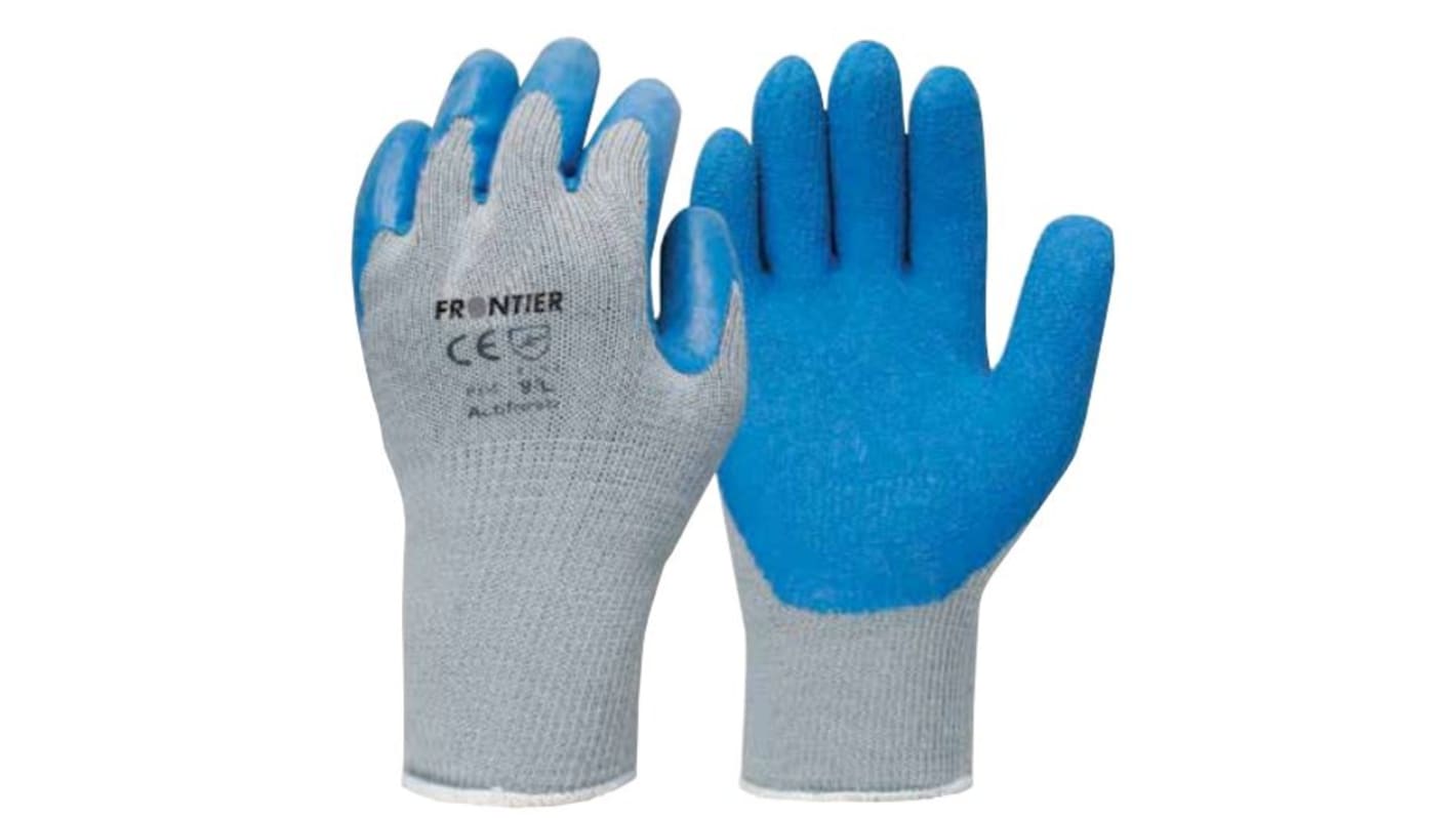 FRONTIER Blue Polyester (Liner) General Purpose Latex Gloves, Size 11, Latex Coating