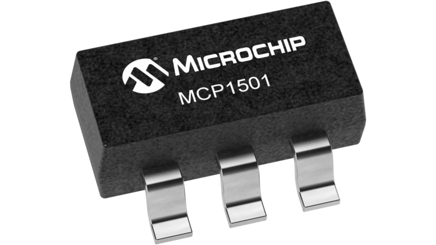 Microchip Fixed Voltage Reference 5V 0.1 SOT23, MCP1501T50E/CHY RS