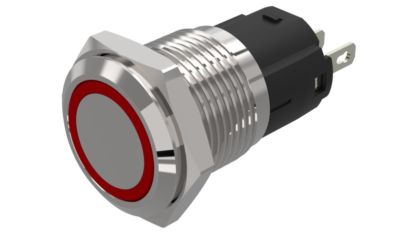 Voyant LED lumineux  Rouge EAO, dia. 16mm, 24V c.a. / V c.c., taille de la lampe 18 mm, IP65, IP67