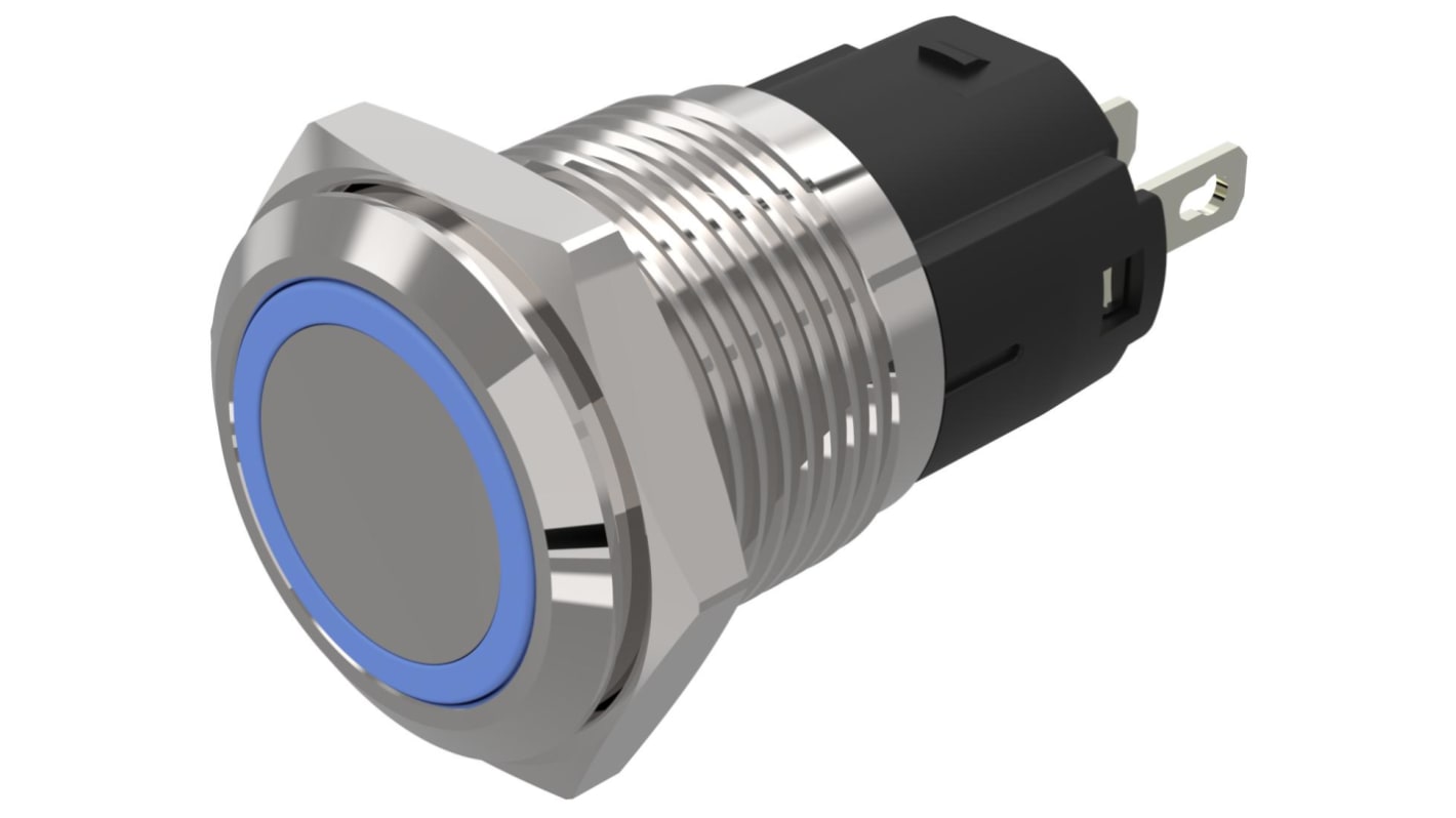 Indicador LED EAO 82, Azul, Ø montaje 16mm, 12V ac/dc, IP65, IP67