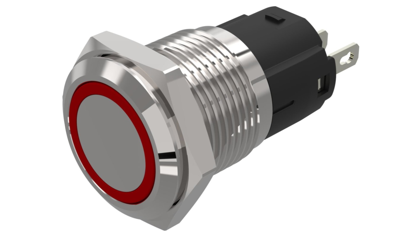 EAO 82 Series Green, Red Indicator, 24V dc, 16mm Mounting Hole Size, Solder Tab Termination, IP65, IP67