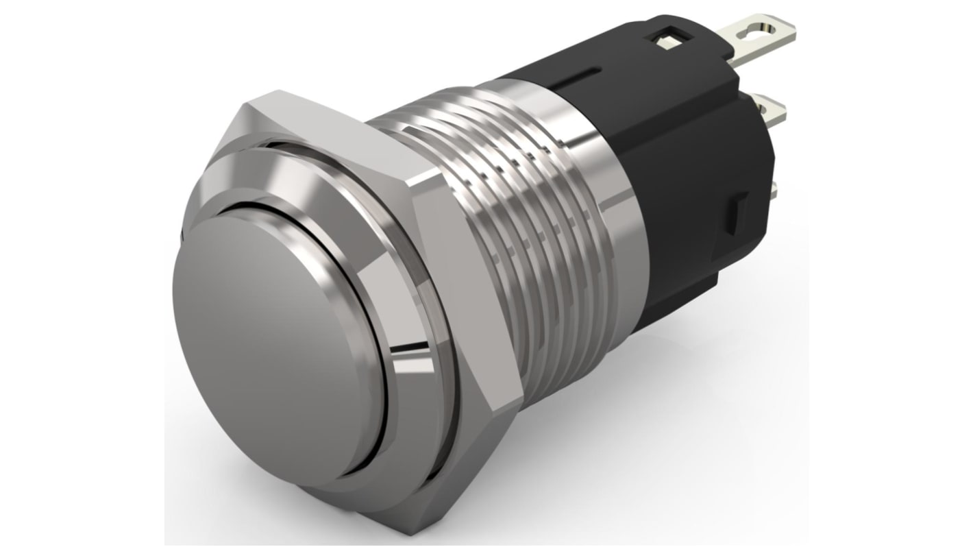 EAO 82 Series Push Button Switch, Momentary, Panel Mount, 16mm Cutout, SPDT, 240V, IP65, IP67